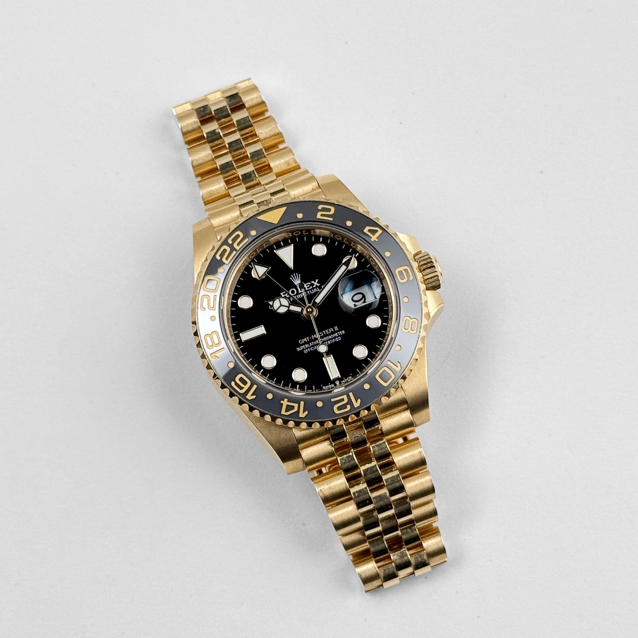 Rolex GMT-Master II 126718GRNR Yellow Gold Black Dial Jubilee (2023)