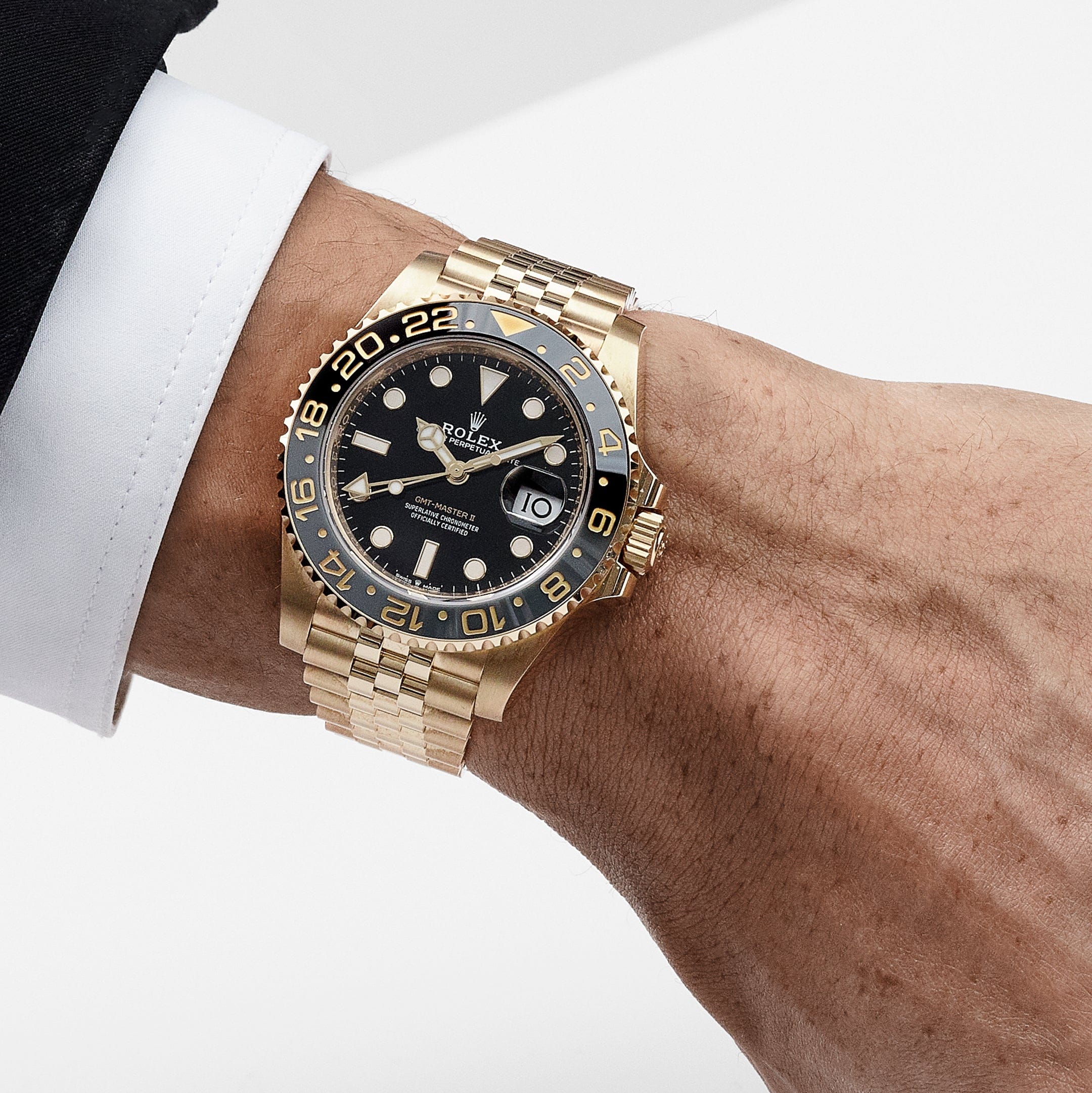 Rolex GMT-Master II 126718GRNR Yellow Gold Black Dial Jubilee (2024)