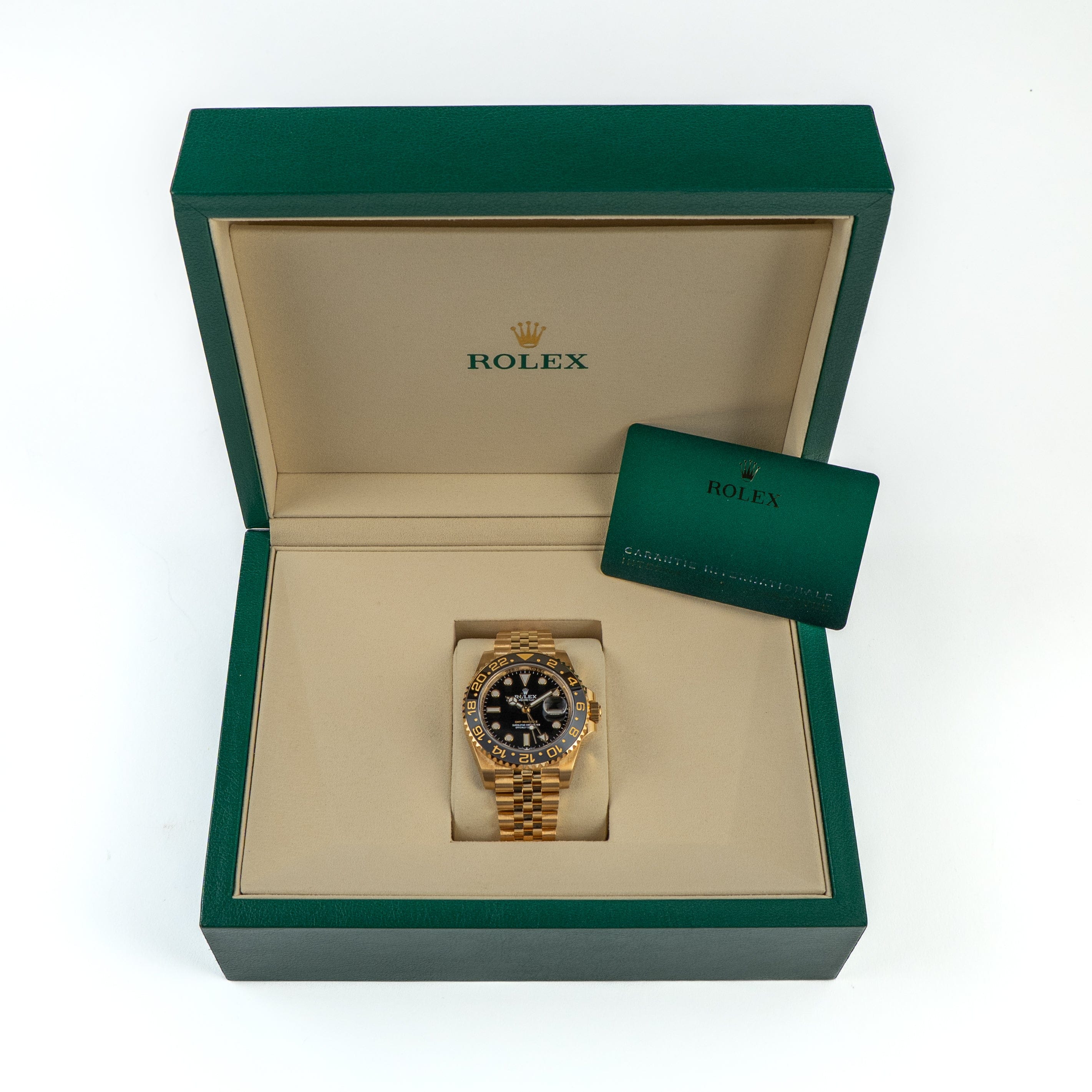 Rolex GMT-Master II 126718GRNR Yellow Gold Black Dial Jubilee