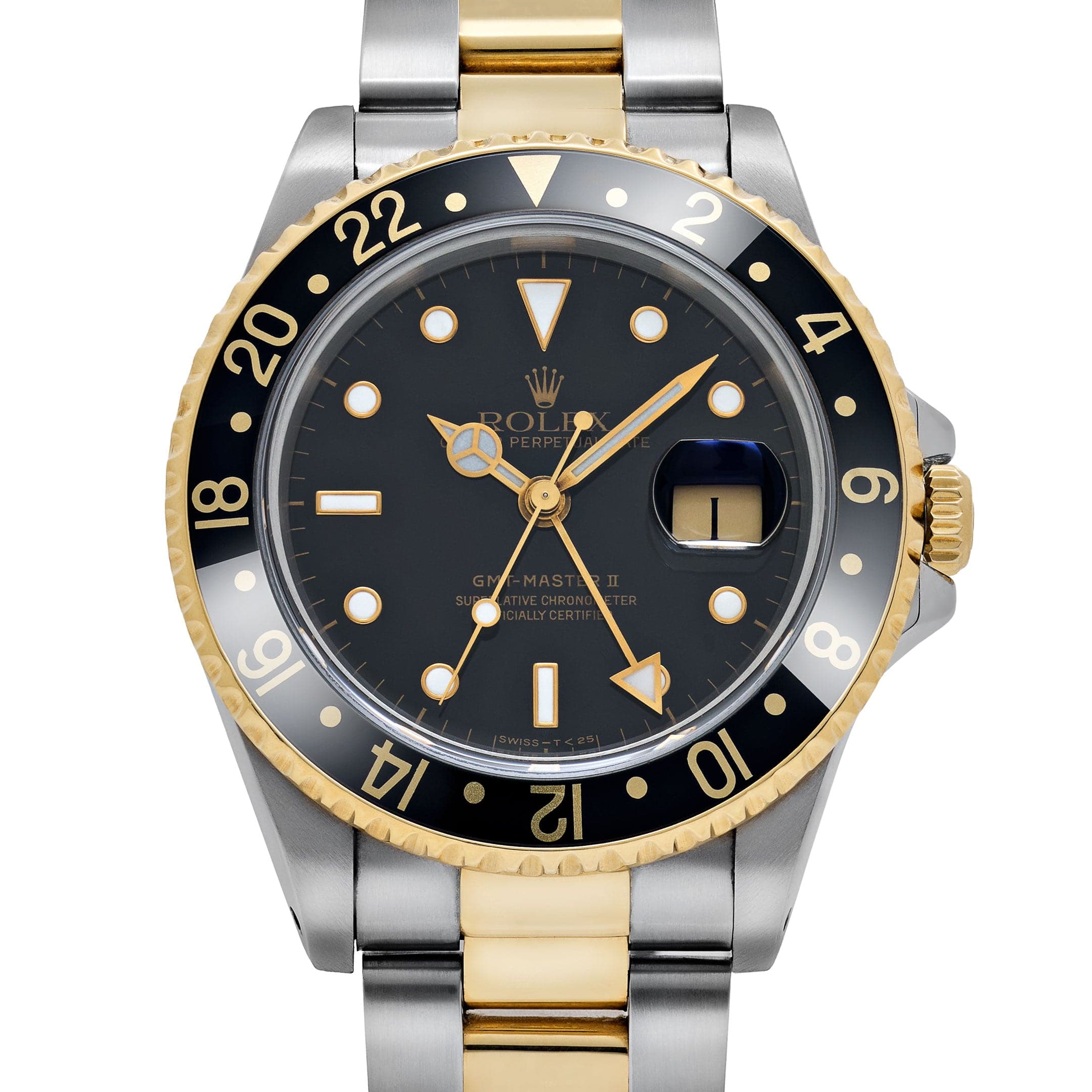 Rolex GMT-Master II 16713 Stainless Steel Yellow Gold Black Dial
