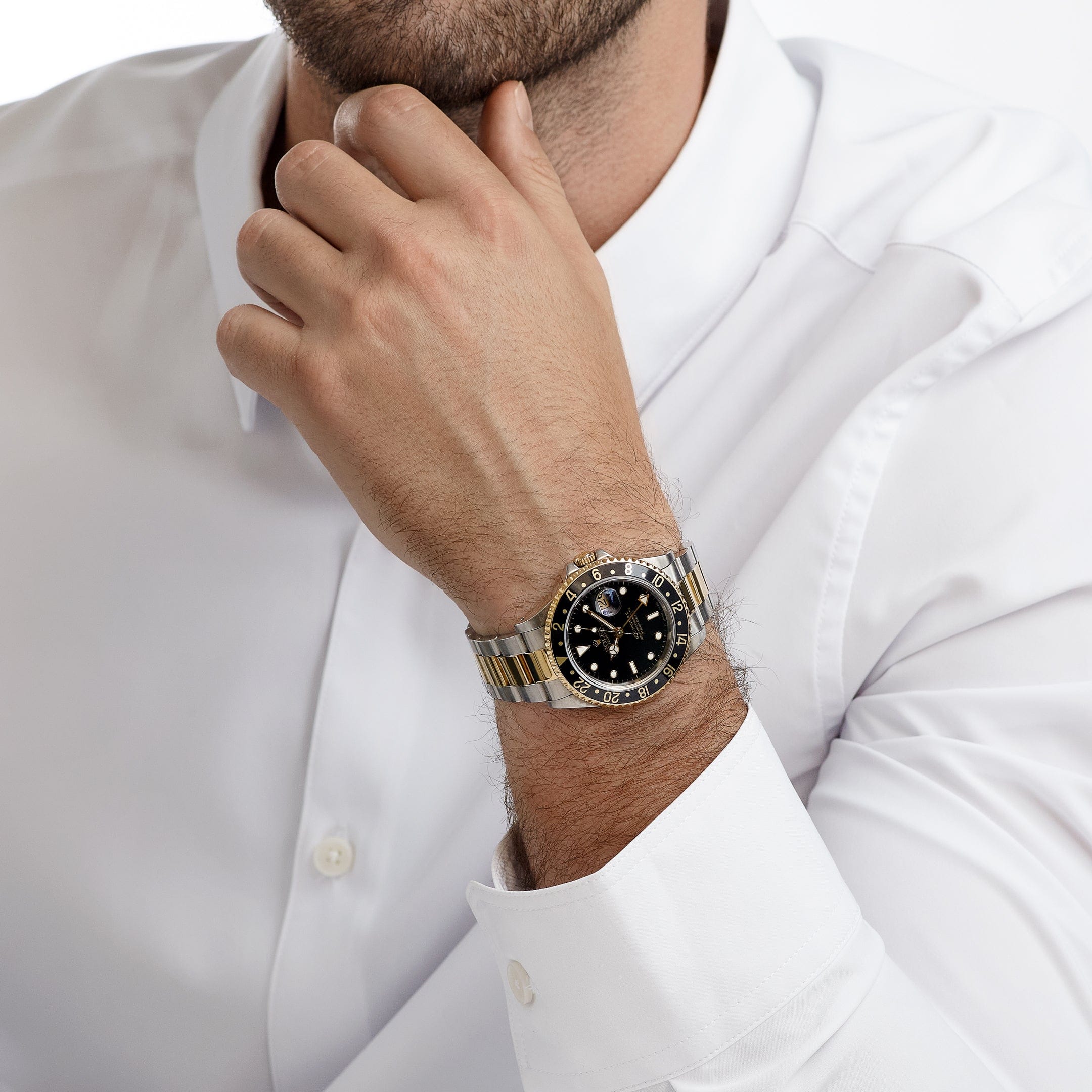 Rolex GMT-Master II 16713 Stainless Steel Yellow Gold Black Dial