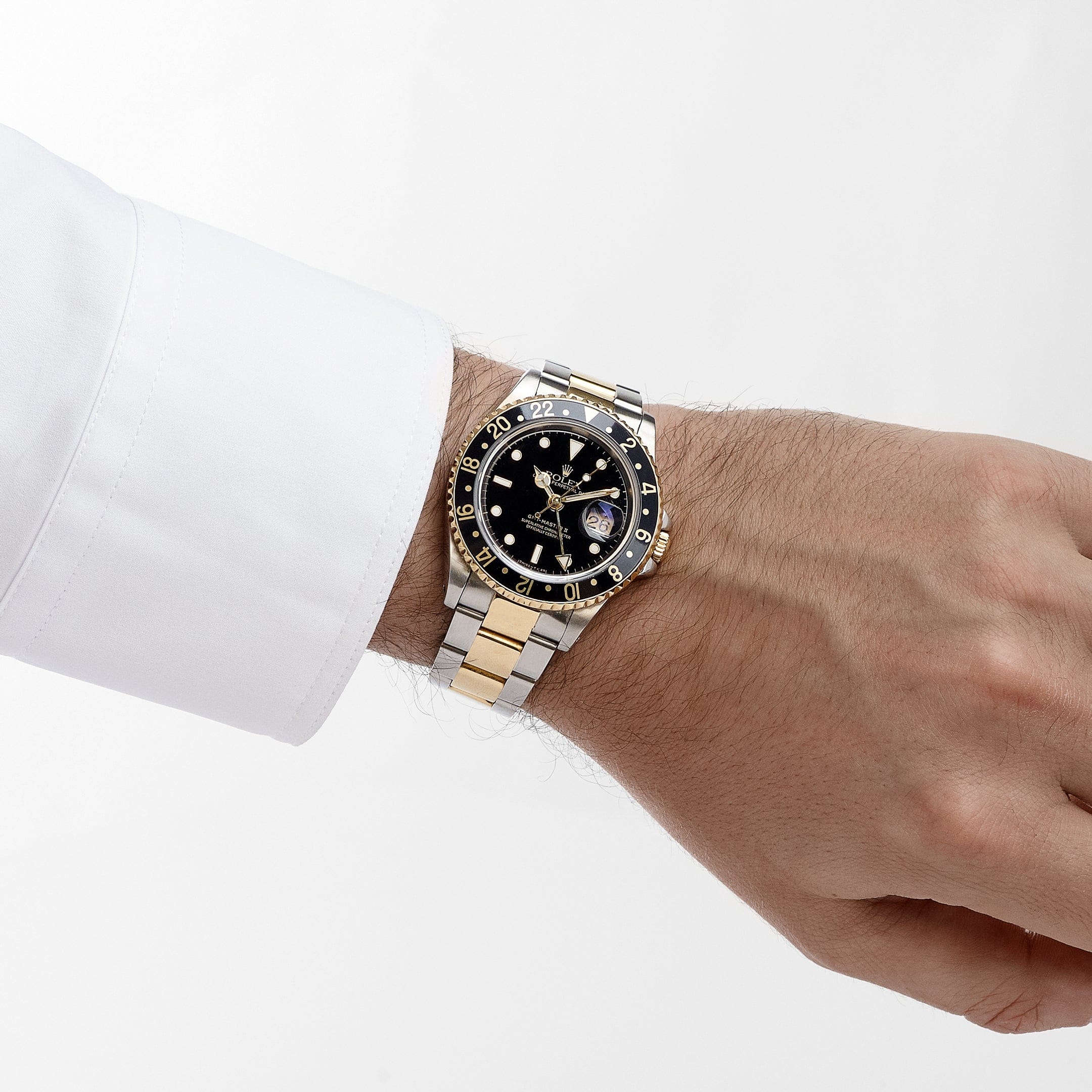 Rolex GMT-Master II 16713 Stainless Steel Yellow Gold Black Dial