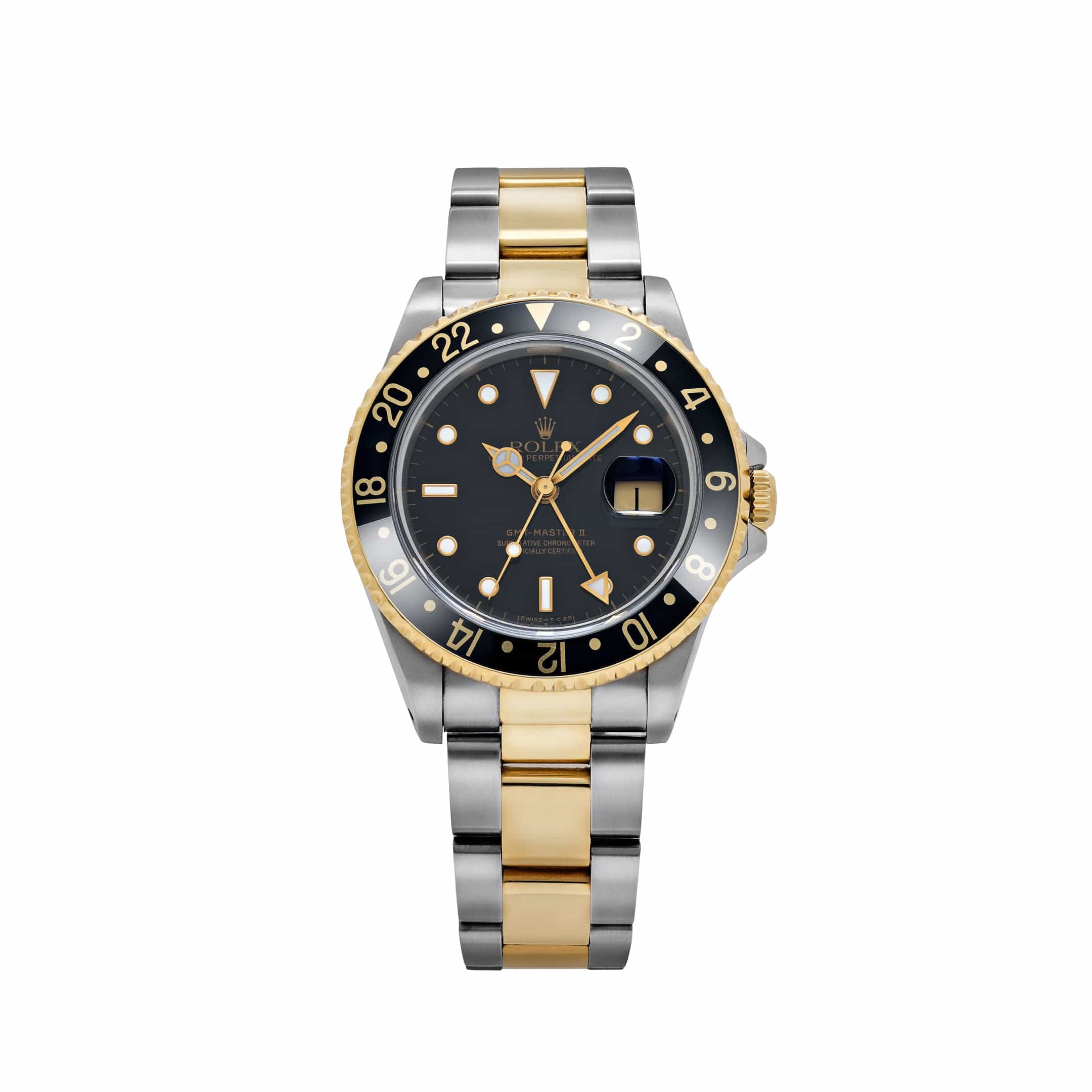 ブラック2 イエロー2 Rolex GMT-Master II 16713 Stainless Steel Yellow Gold Black Dial