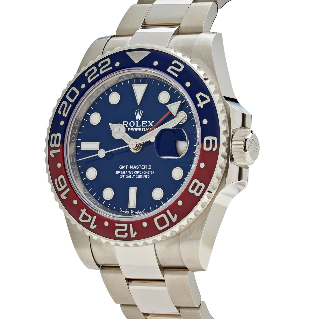 Rolex GMT-Master II Pepsi White Gold Blue Dial 126719BLRO wrist aficionado