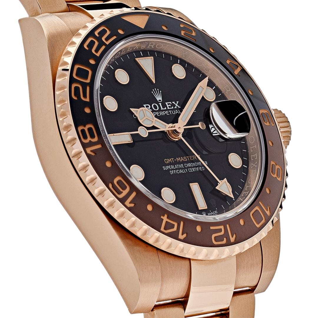 Luxury Watch Rolex GMT-Master II 'Root Beer' Rose Gold  Black Dial 126715CHNR (2018) Wrist Aficionado