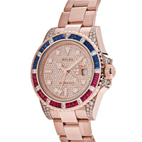 Thumbnail for Rolex GMT Master II Rose Gold Sapphire & Rubies 126755SARU wrist aficionado