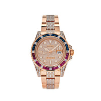 Thumbnail for Watches Rolex GMT Master II Rose Gold Sapphire & Rubies Diamond Pave 126755SARU wrist aficionado