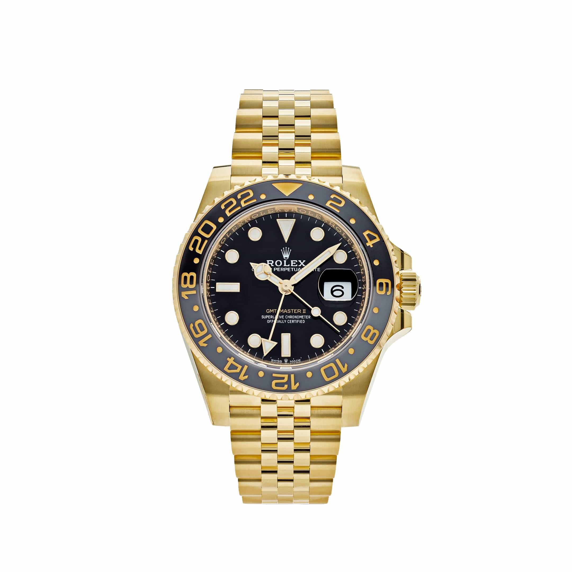 Rolex GMT-Master II 126718GRNR Yellow Gold Black Dial Jubilee
