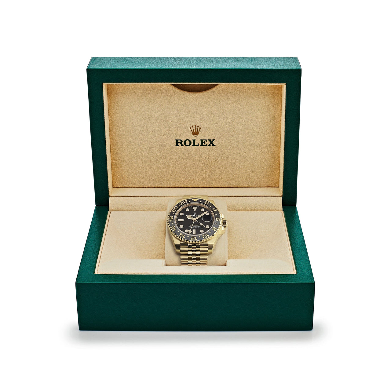 Rolex GMT-Master II Yellow Gold Black Dial Jubilee 126718GRNR Wrist Aficionado