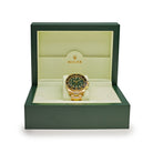 Rolex GMT-Master II Yellow Gold Green Dial Black Bezel 116718 wrist aficionado