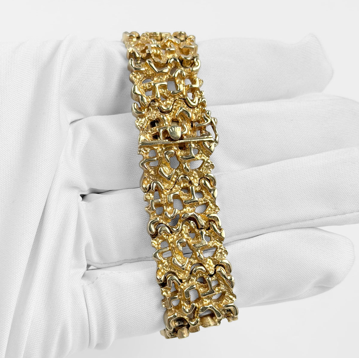 Rolex 'Ladies' Vintage Cocktail Watch 8300 Yellow Gold Champagne Dial Diamond Bezel Nugget Filigree Style Mesh Bracelet