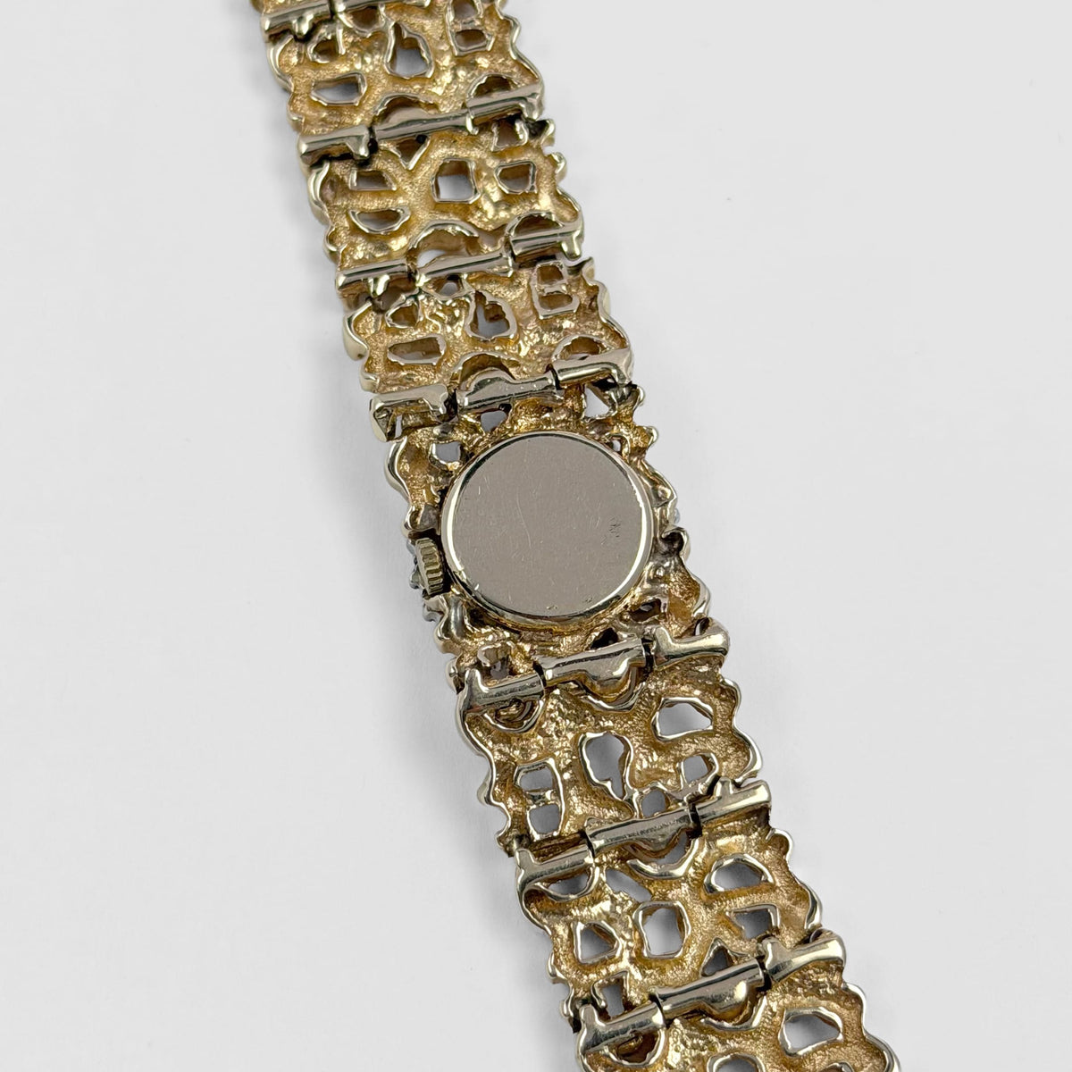 Rolex 'Ladies' Vintage Cocktail Watch 8300 Yellow Gold Champagne Dial Diamond Bezel Nugget Filigree Style Mesh Bracelet