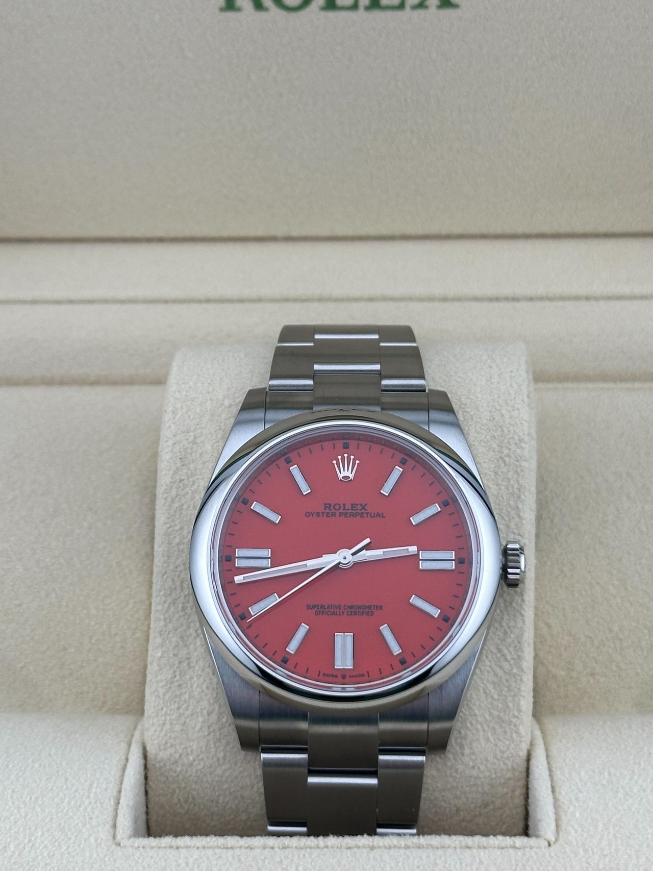 Rolex Oyster Perpetual 124300 Domed Bezel Red Dial (2021)