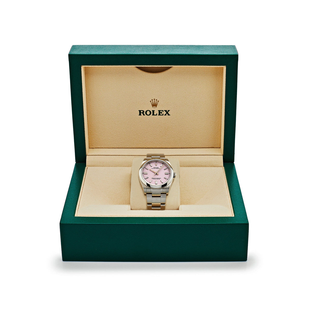 Rolex Oyster Perpetual 126000 Stainless Steel Candy Pink Dial (2024)