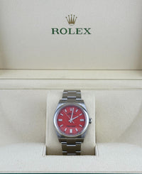 Thumbnail for Rolex Oyster Perpetual 126000 Stainless Steel Coral Red Dial