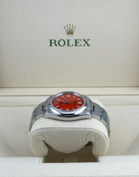 Thumbnail for Rolex Oyster Perpetual 126000 Stainless Steel Coral Red Dial