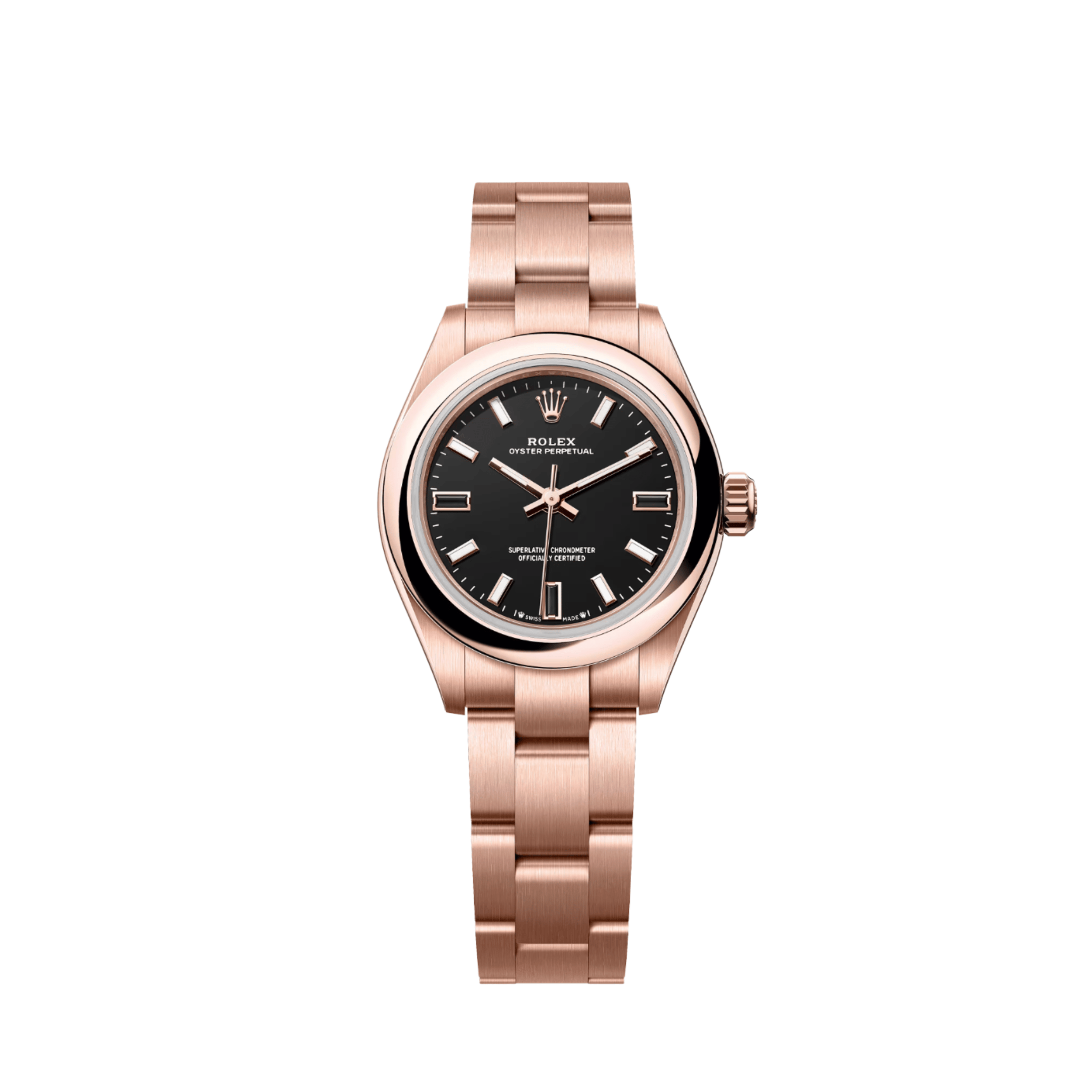 Rolex Oyster Perpetual 28 276205 'Ladies' Rose Gold Black Dial