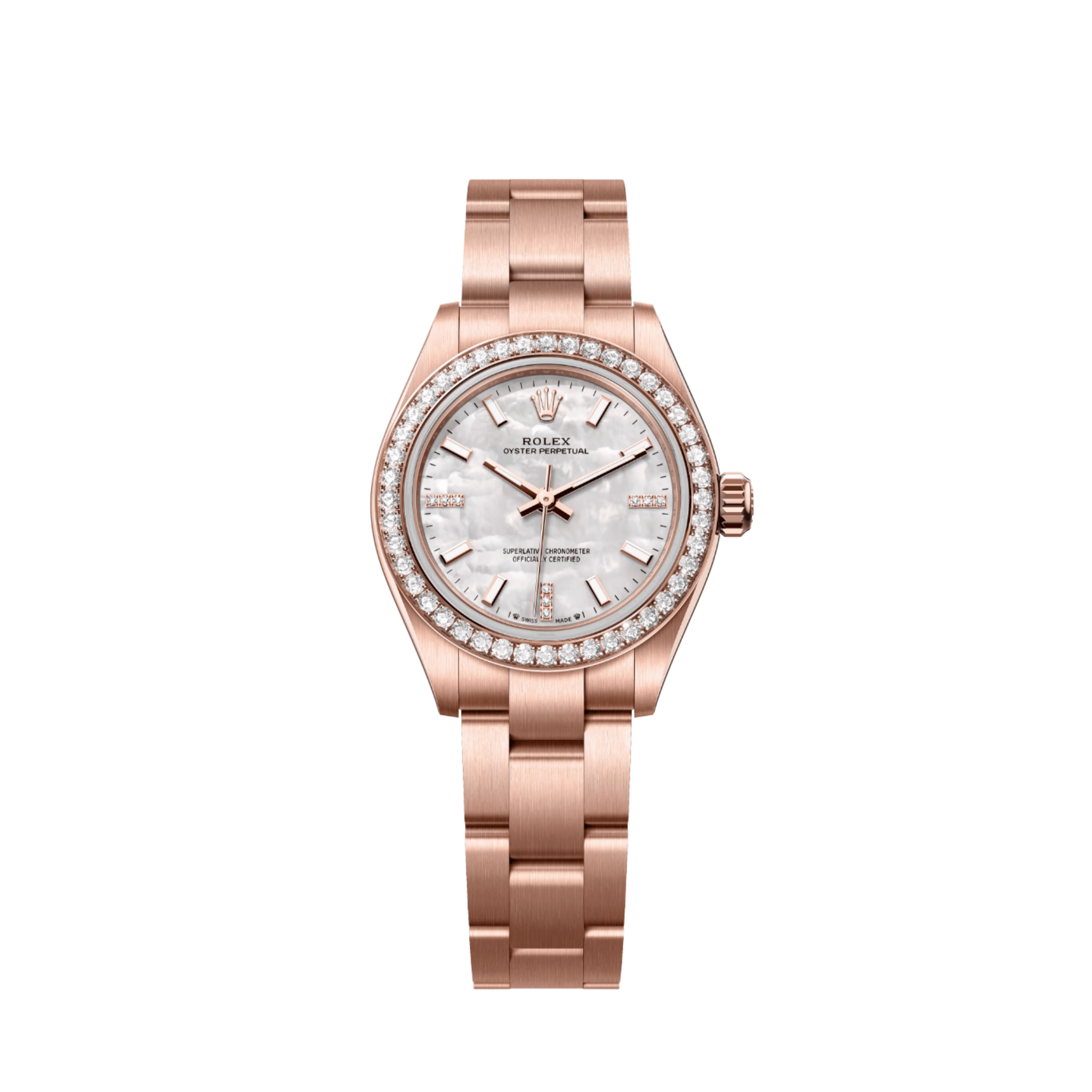 Rolex Oyster Perpetual 28 276245RBR 'Ladies' Rose Gold Mother Of Pearl Diamond Dial Diamond Bezel (2026)