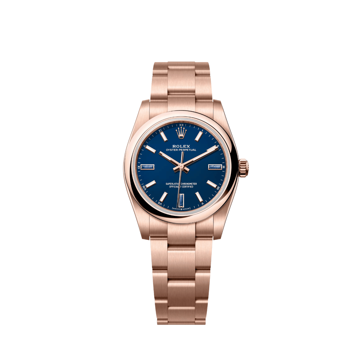 Rolex Oyster Perpetual 34 124205 Rose Gold Blue Stone Dial (2026)