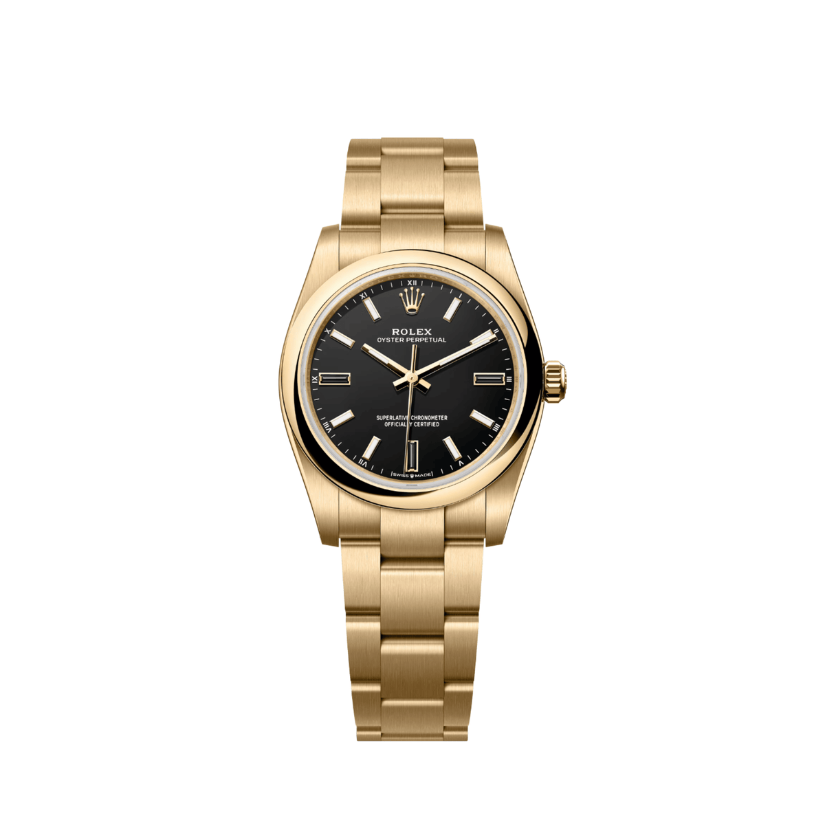 Rolex Oyster Perpetual 34 124208 Yellow Gold Black Dial (2026)