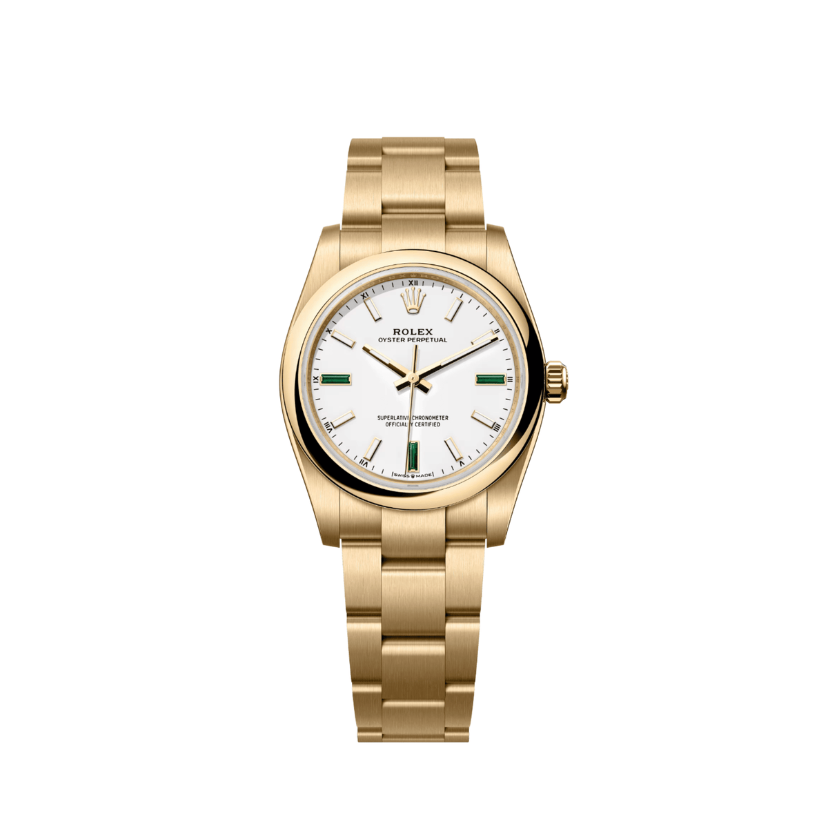 Rolex Oyster Perpetual 34 124208 Yellow Gold White Dial (2026)