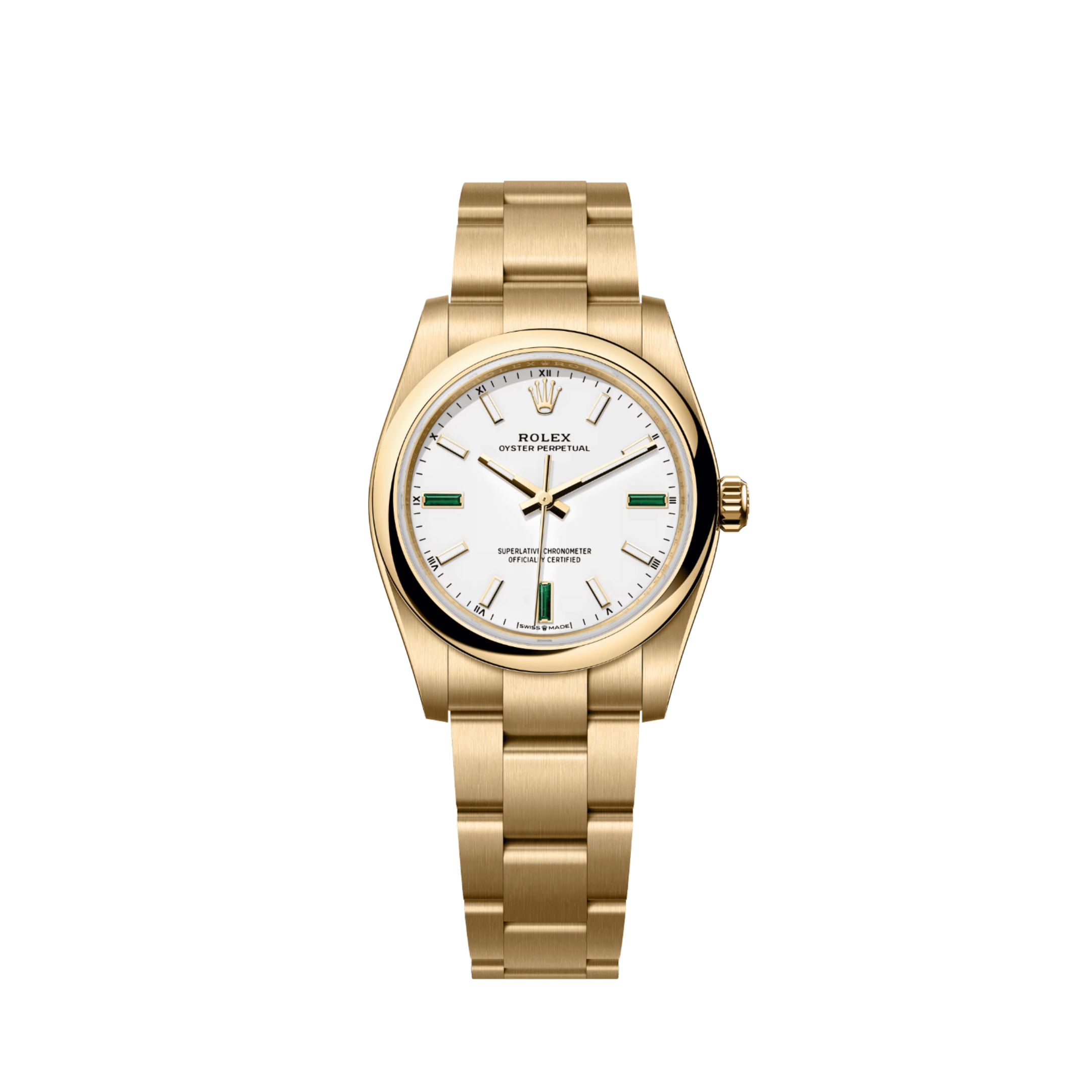 Rolex Oyster Perpetual 34 124208 Yellow Gold White Dial (2026)