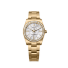 Rolex Oyster Perpetual 34 'Ladies' 124248RBR Yellow Gold Mother Of Pearl Diamond Dial Diamond Bezel (2026)