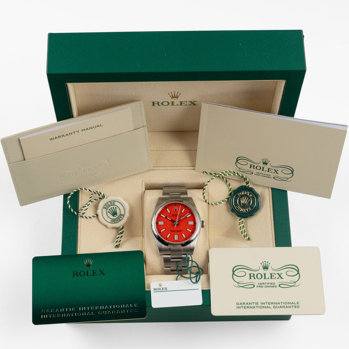Rolex Oyster Perpetual 41 124300 Stainless Steel Coral Red Dial (2021)