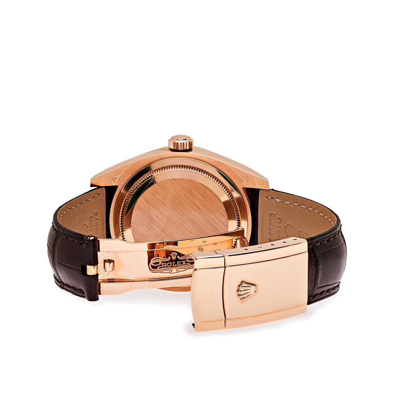 Rolex Sky-Dweller Rose Gold Chocolate Dial Leather Strap 326135 Wrist Aficionado