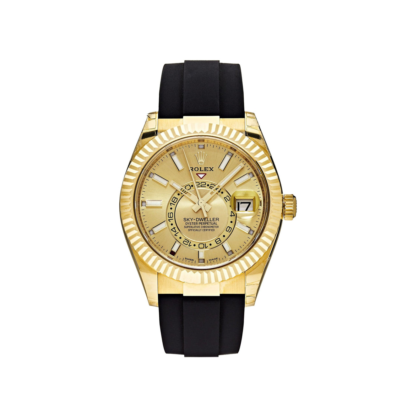 Rolex Sky-Dweller Yellow Gold Champagne Dial 326238 (2021) Wrist Aficionado