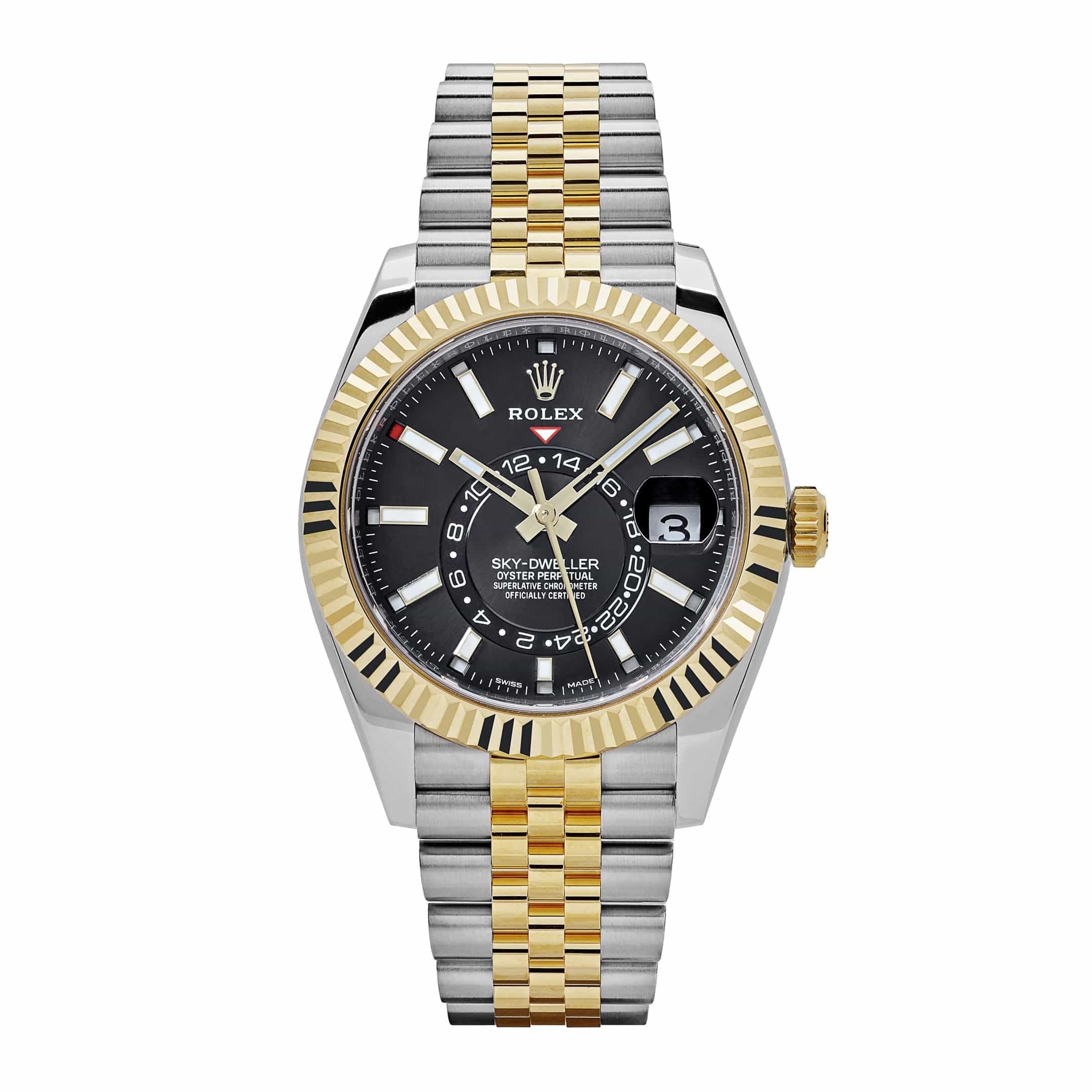 Rolex Sky-Dweller 326933 Stainless Steel Yellow Gold Jubilee Black Dial (2022)