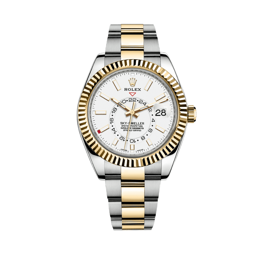 Rolex Sky Dweller 326933 Stainless Steel Yellow Gold White Dial 2023