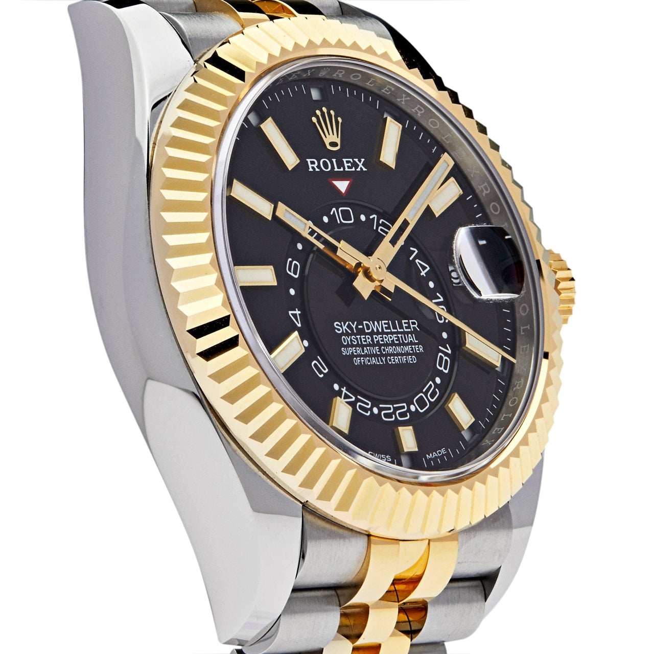 Luxury Watch Rolex Sky-Dweller 42mm Steel Yellow Gold Black Dial Jubilee 326933 (2022) Wrist Aficionado
