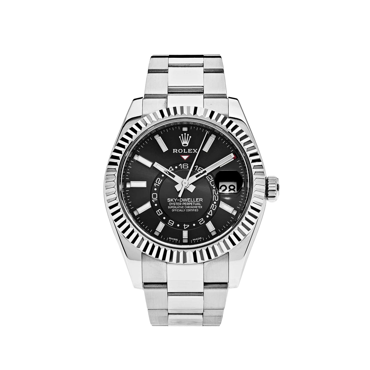 Luxury Watch Rolex Sky-Dweller Stainless Steel Black Dial Oyster Bracelet 326934 Wrist Aficionado