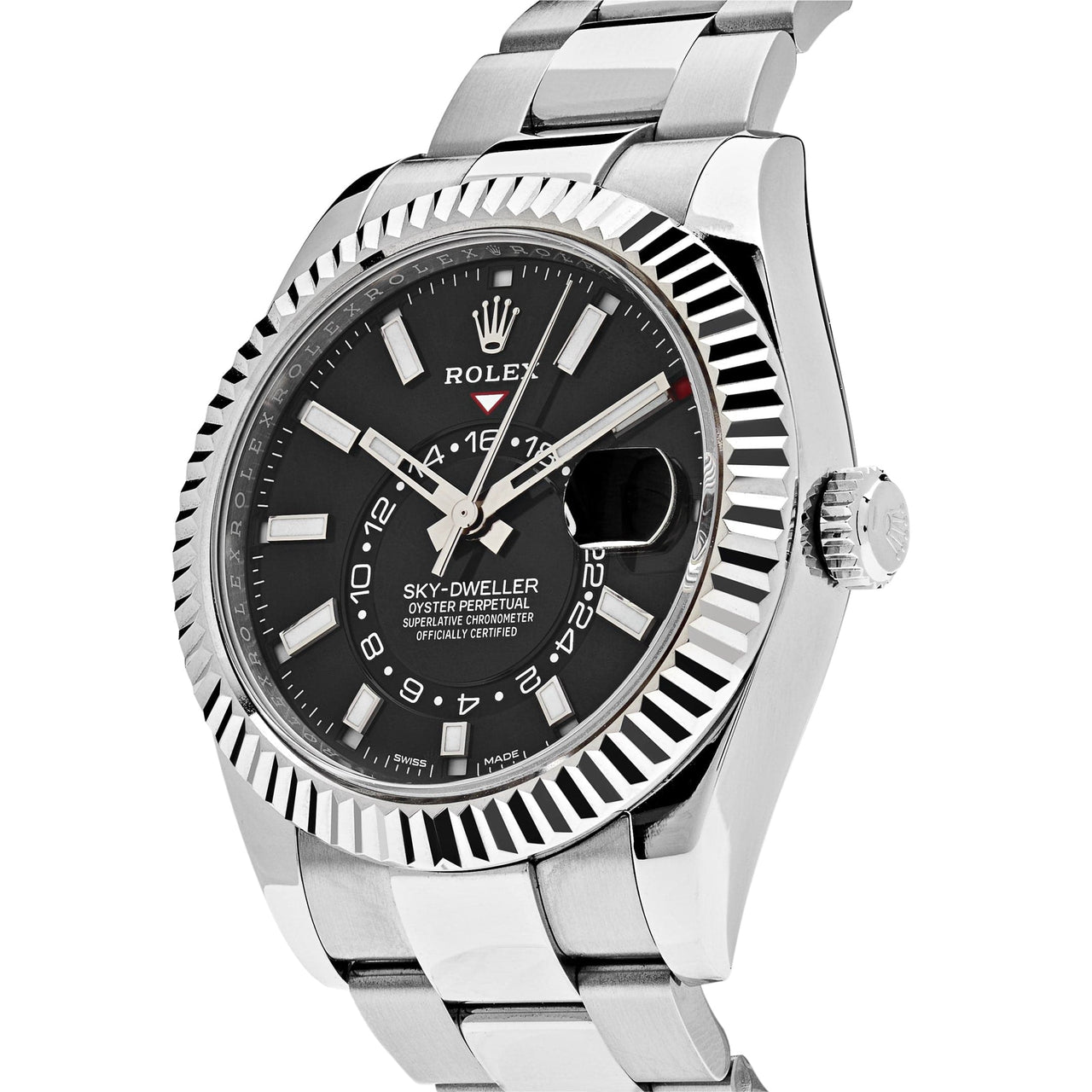 Luxury Watch Rolex Sky-Dweller Stainless Steel Black Dial Oyster Bracelet 326934 Wrist Aficionado