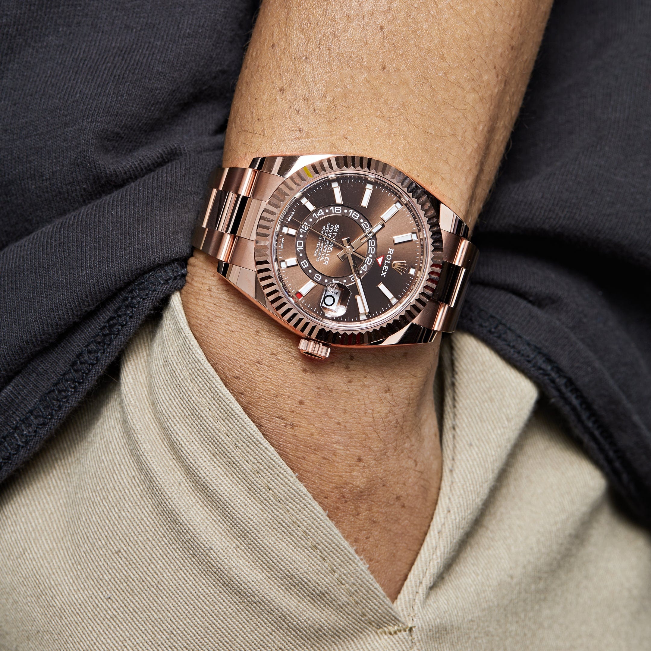 Rolex Sky-Dweller 326935 Rose Gold Chocolate Dial Oyster – Wrist