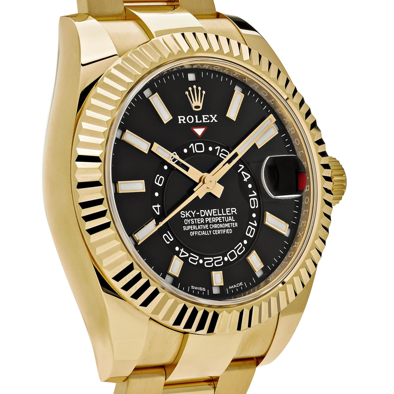 Luxury Watch Rolex Sky-Dweller Yellow Gold Black Dial 326938 Wrist Aficionado