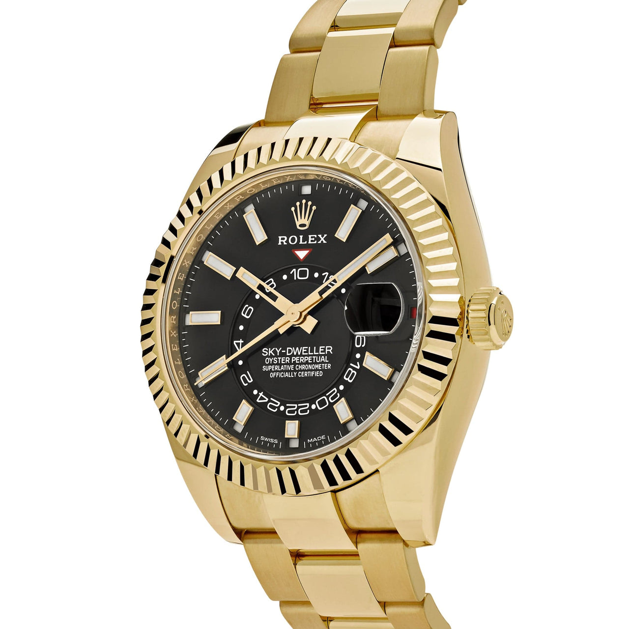 Luxury Watch Rolex Sky-Dweller Yellow Gold Black Dial 326938 Wrist Aficionado