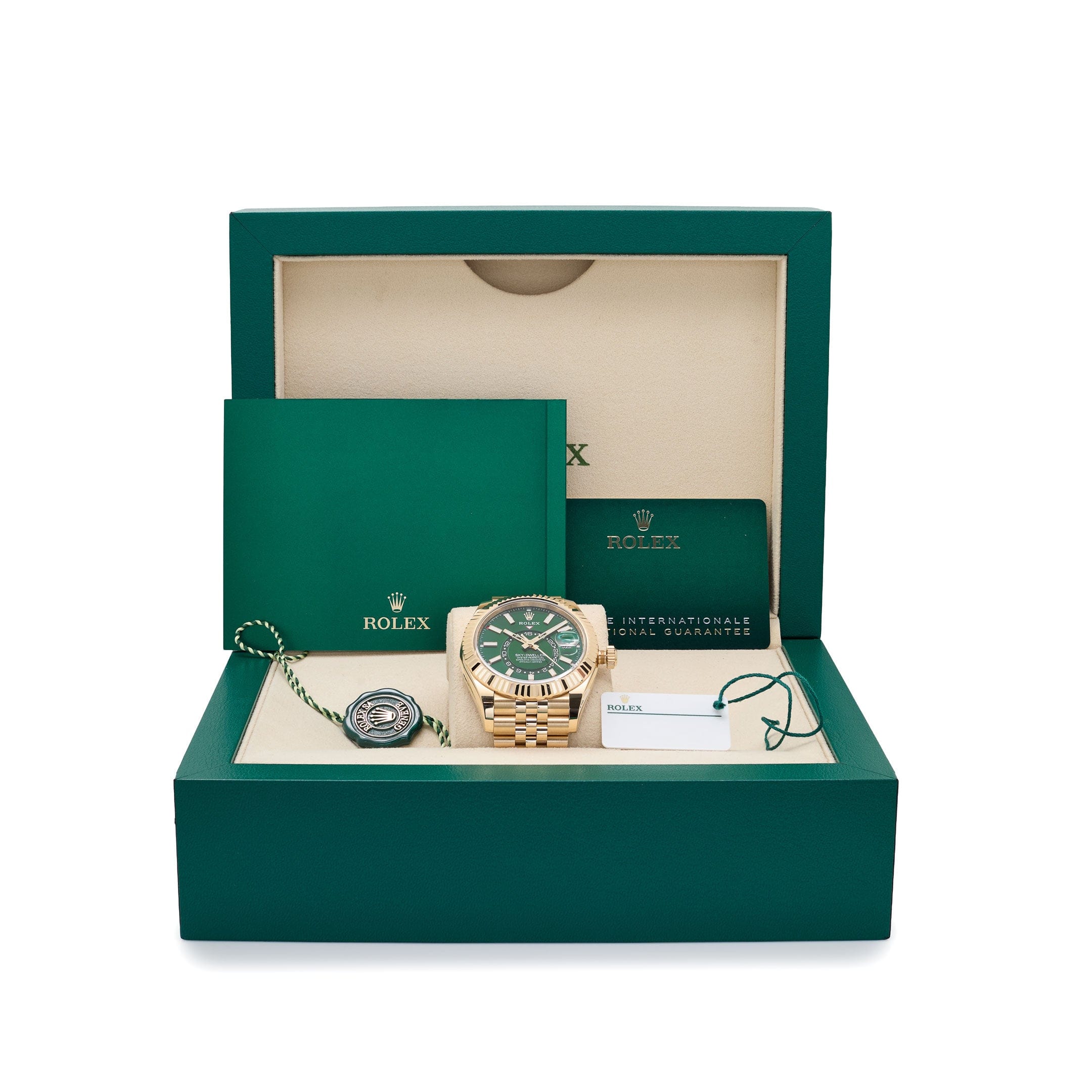Rolex Sky-Dweller 336938 Yellow Gold Bright Green Dial Jubilee