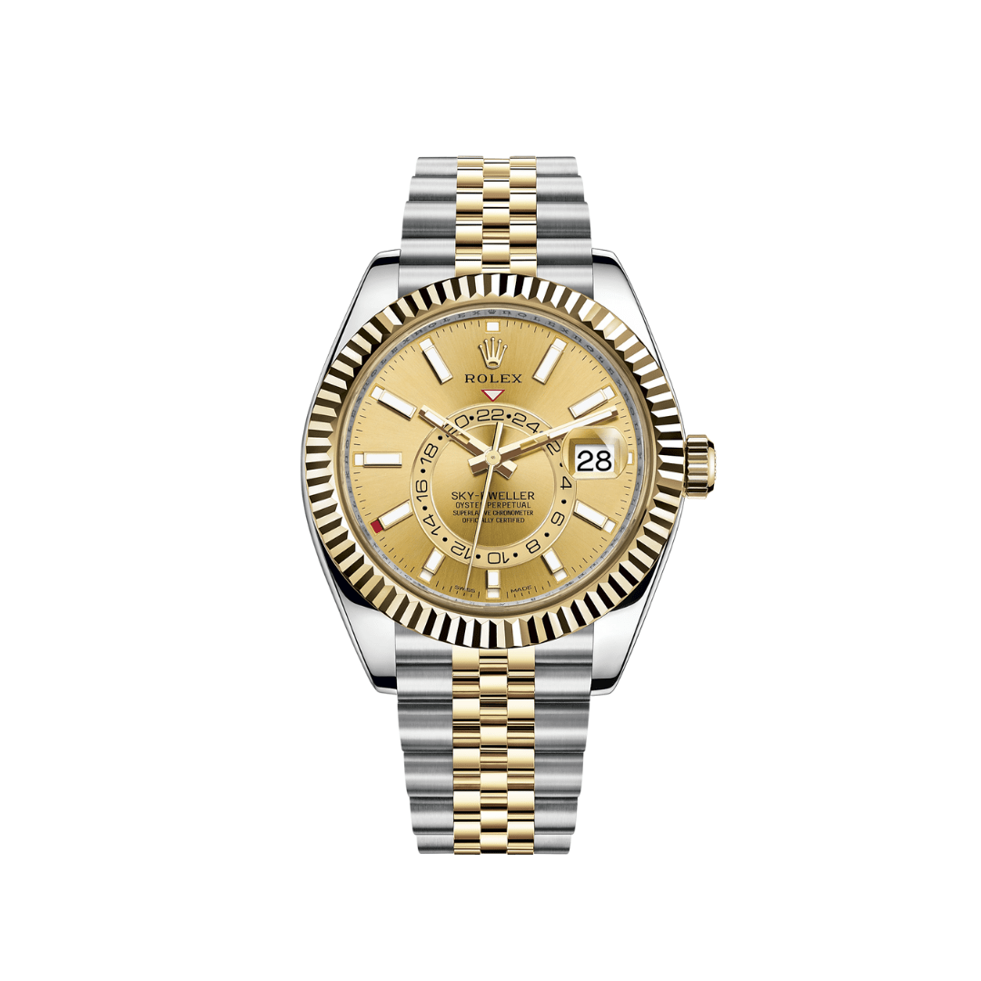 Rolex Sky-Dweller 326933 Stainless Steel Yellow Gold Champagne Dial – Wrist  Aficionado