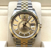 Thumbnail for Luxury Watch Rolex Sky-Dweller 42 Stainless Steel Yellow Gold Champagne Dial 326933 Wrist Aficionado