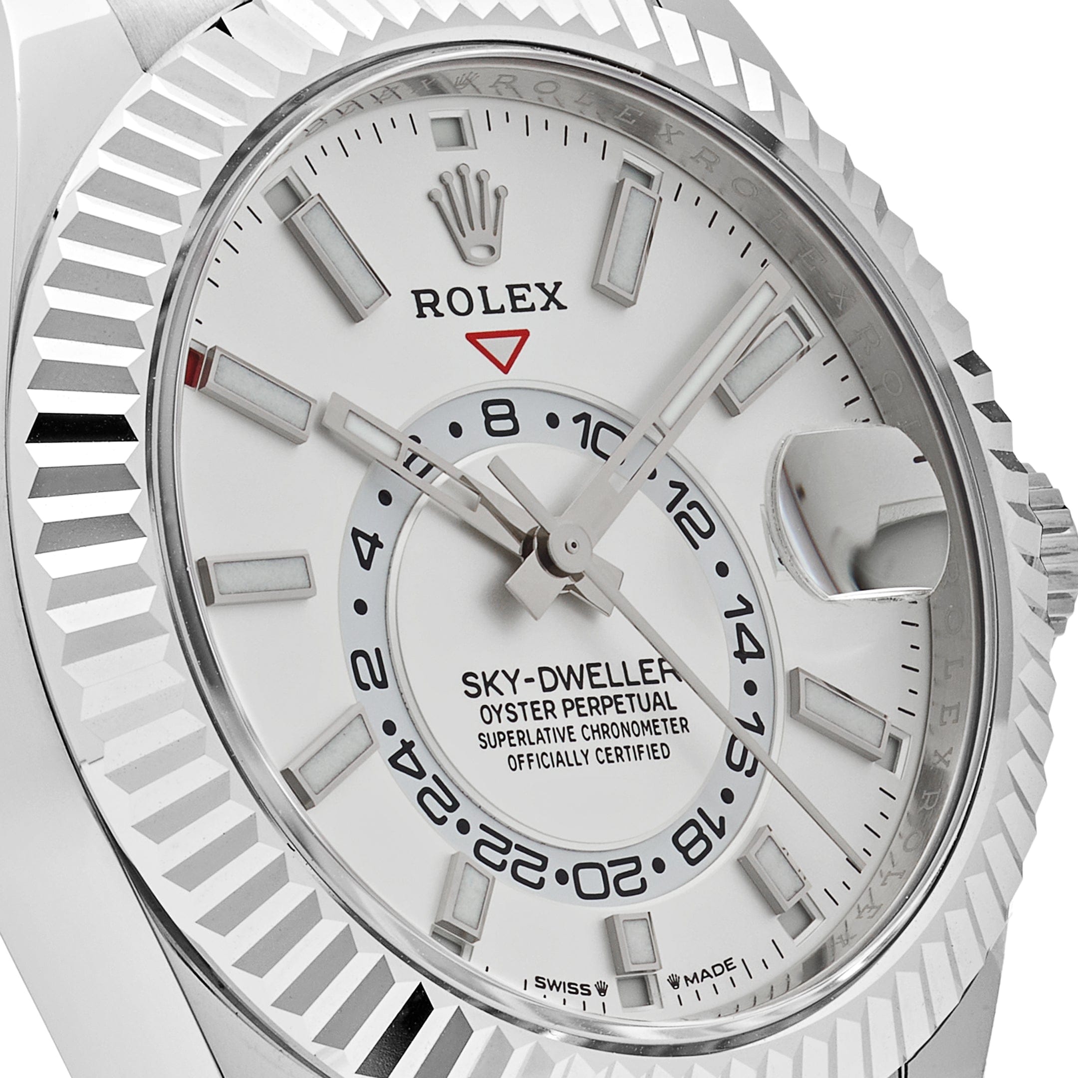 Luxury Watch Rolex Sky-Dweller 42 White Gold White Dial Oysterflex 336239 Wrist Aficionado