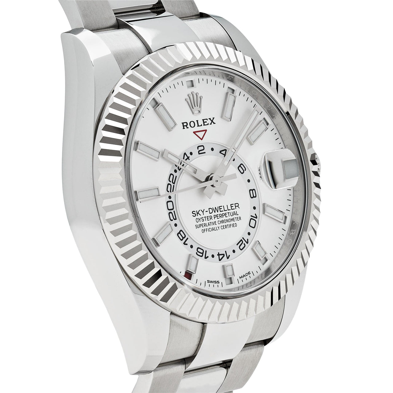 Luxury Watch Rolex Sky-Dweller 42mm Steel & White Gold White Dial Oyster 326934 Wrist Aficionado