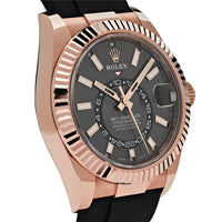 Thumbnail for Rolex Sky-Dweller Rose Gold Rhodium Dial Rubber Strap 326235 Wrist Aficionado