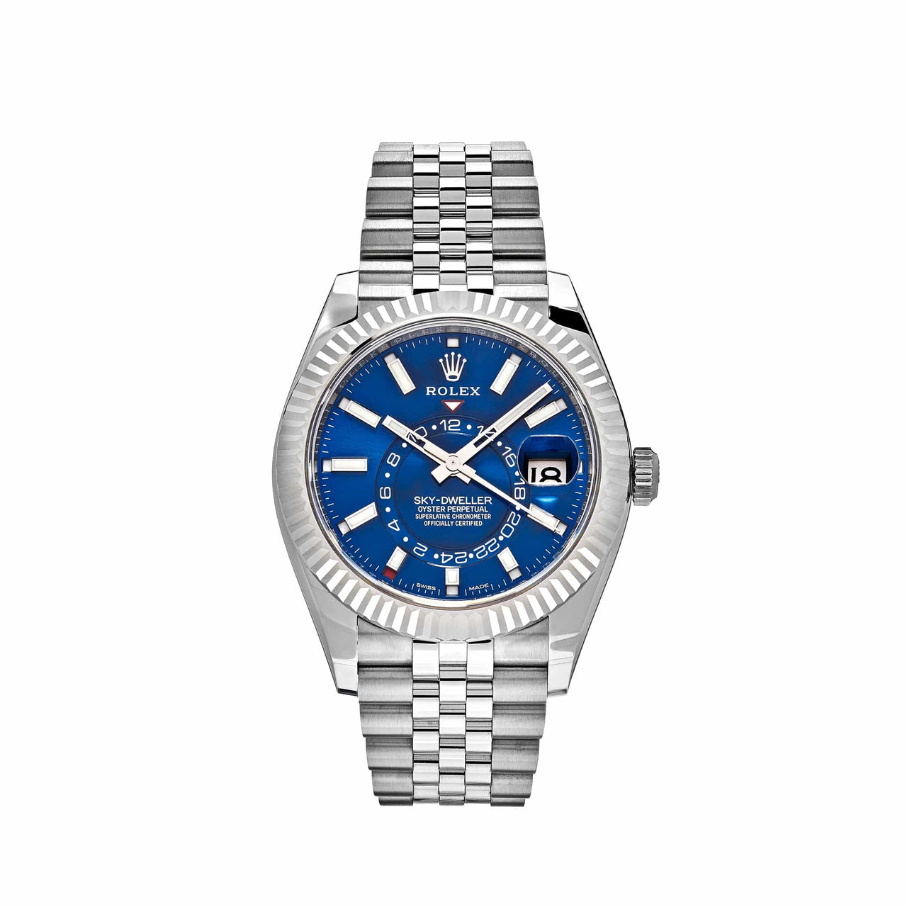 Luxury Watch Rolex Sky-Dweller Stainless Steel Blue Dial Jubilee Bracelet 326934 Wrist Aficionado