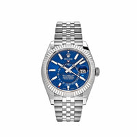 Thumbnail for Luxury Watch Rolex Sky-Dweller Stainless Steel Blue Dial Jubilee Bracelet 326934 Wrist Aficionado