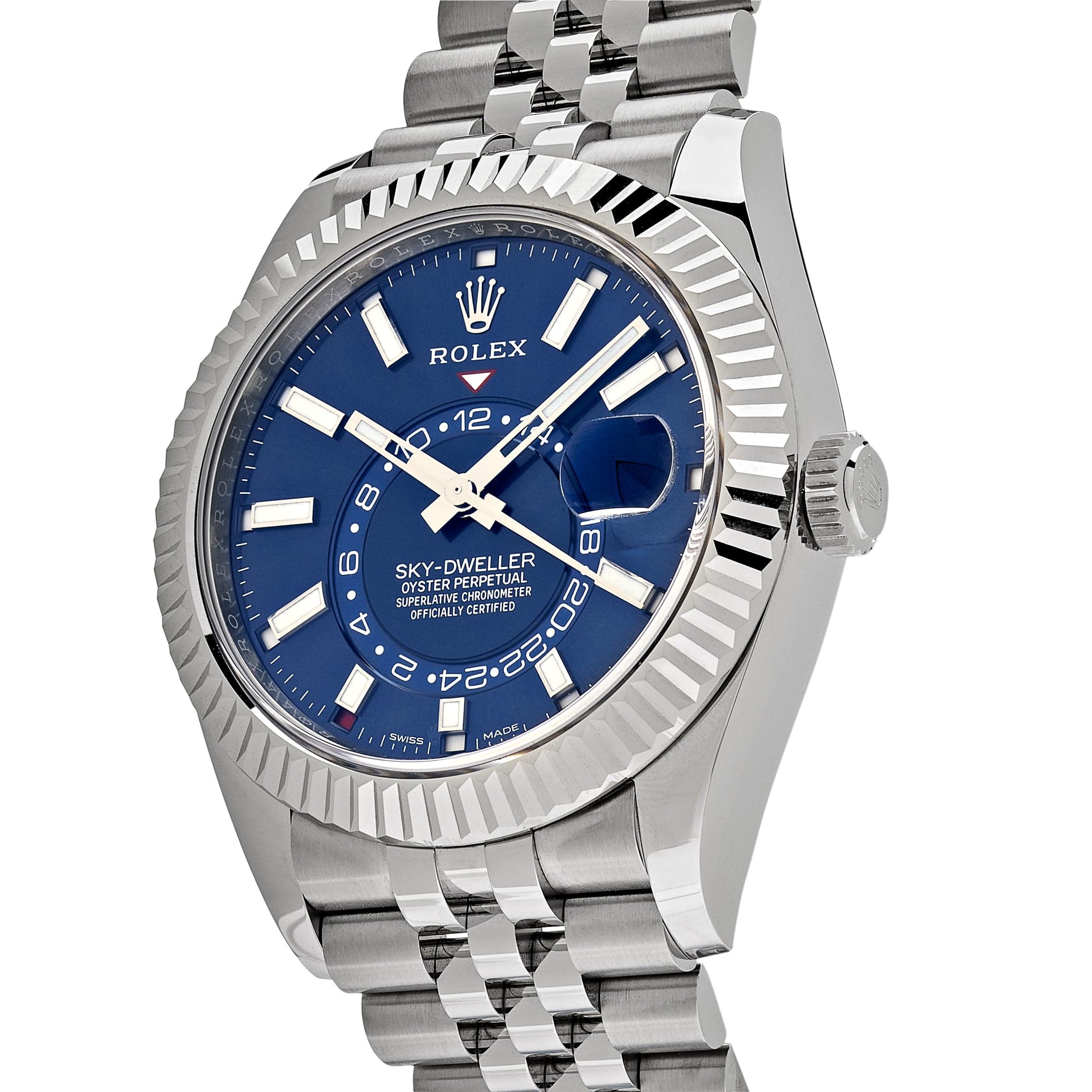 Luxury Watch Rolex Sky-Dweller Stainless Steel Blue Dial Jubilee Bracelet 326934 Wrist Aficionado