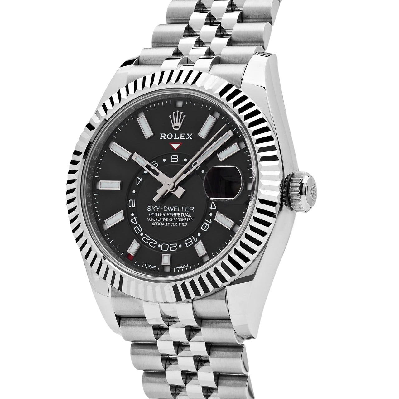 Luxury Watch Rolex Sky-Dweller Steel & White Gold Black Dial Jubilee 326934 (2022) Wrist Aficionado