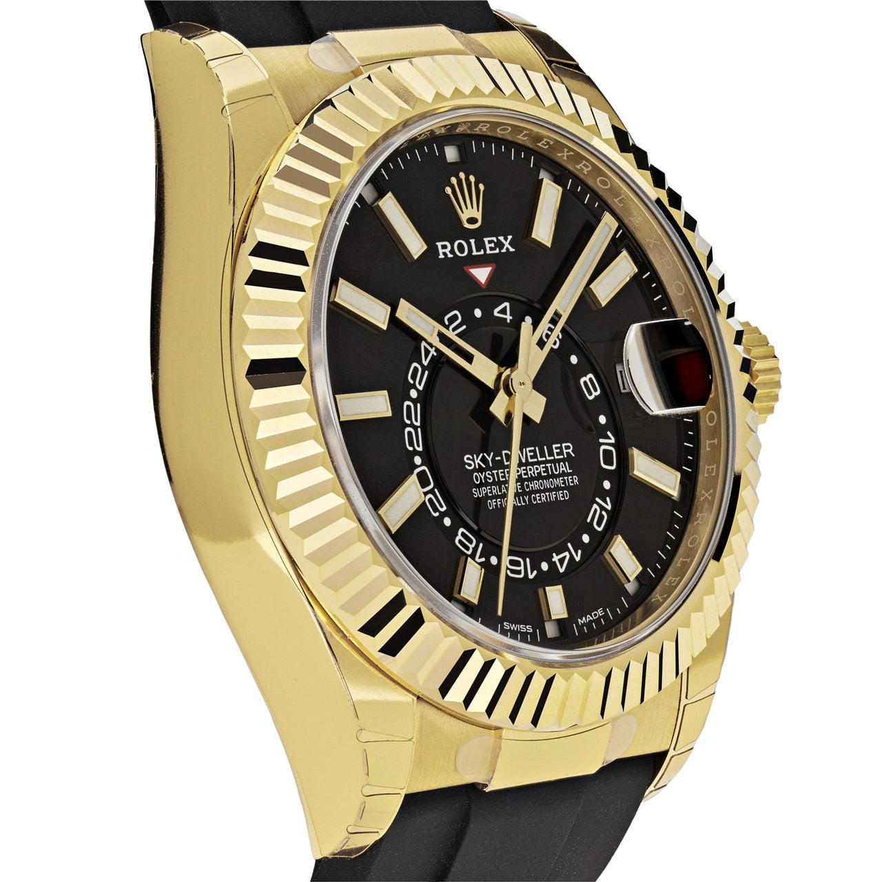 Luxury Watch Rolex Sky-Dweller Yellow Gold Black Dial 326238 Wrist Aficionado