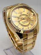 Luxury Watch Rolex Sky-Dweller Yellow Gold Champagne Dial 326938 Wrist Aficionado